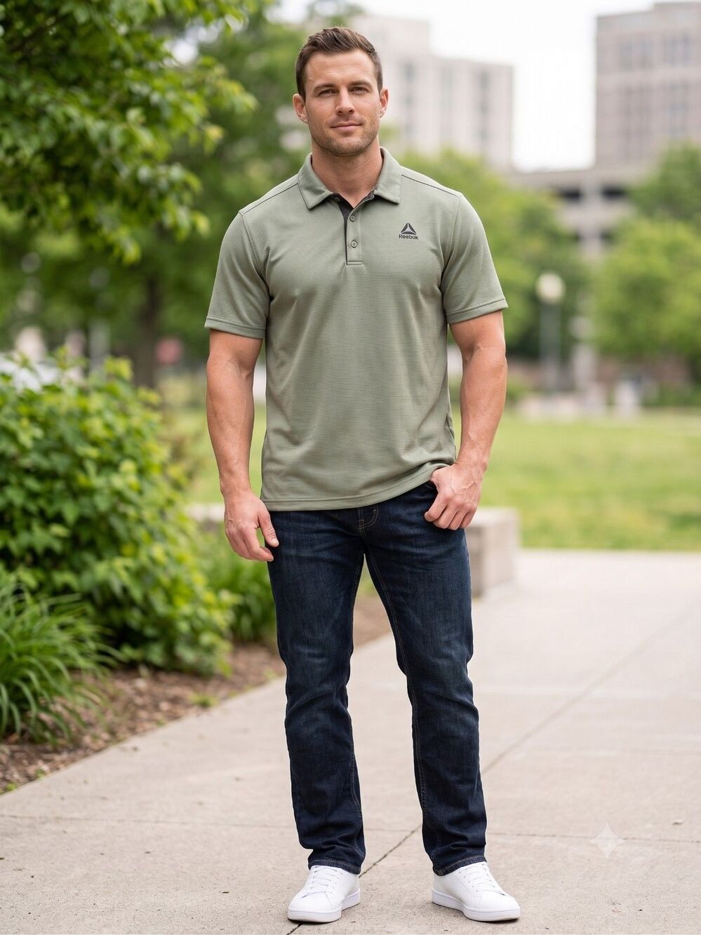 Reebok Men’s Golf Polo Short Sleeve Shirt 2XL Olive Green Preppy Athleisure